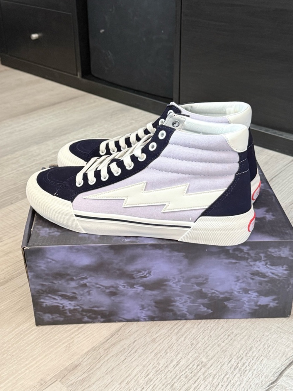 New Revenge X Storm vol 2 lilac and dark navy hightop sneakers Size 9